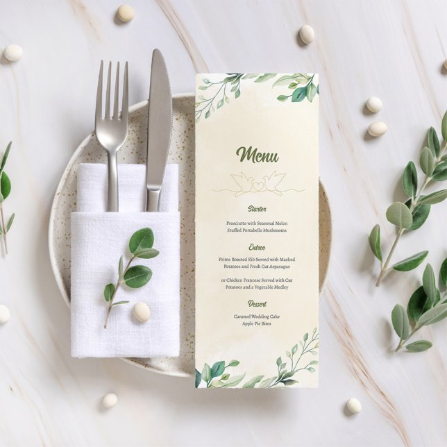 Abstract Minimalist Leaf Wedding Menu (Creator Uploaded)