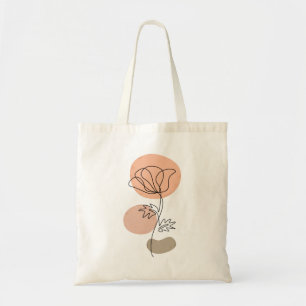 Abstract minimalist line art Floral Flower Tote Bag