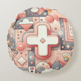 abstract minimalist pattern design round pillow