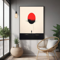 Abstract Minimalist Red Sun and Solitude Art