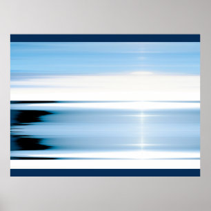 Abstract Minimalist Sky and Sea Blues Poster