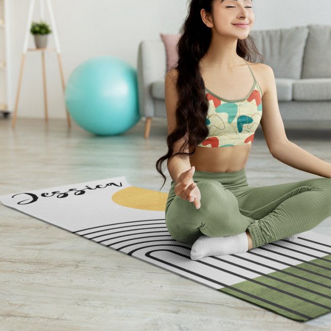 Abstract Minimalist Sun Rainbow Mid Century Modern Yoga Mat (Creator Uploaded)