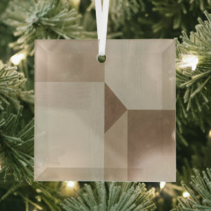 Abstract minimalist wabi style geometric art glass ornament