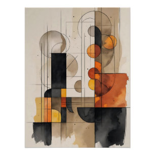 Abstract minimalist watercolour earth tones art poster