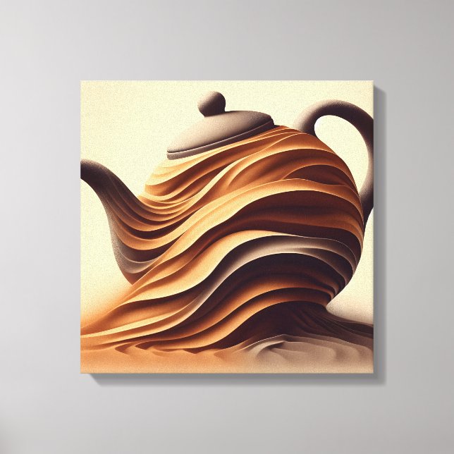 Abstract Minimalist Zen Flowing Teapot Canvas Print (Front)