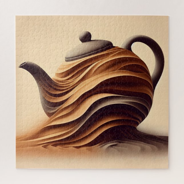 Abstract Minimalist Zen Flowing Teapot Jigsaw Puzzle (Vertical)