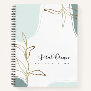 Abstract Mint and Moss Green Sketchbook Notebook