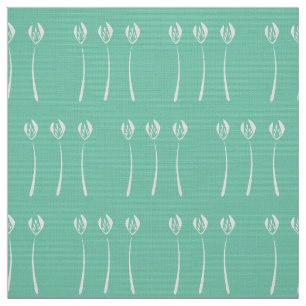 Abstract Mint Art Deco Tulip Floral Pattern Fabric