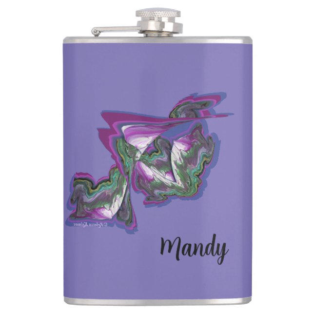 Abstract Mixed Media Art Vinyl Wrapped Flask (Front)