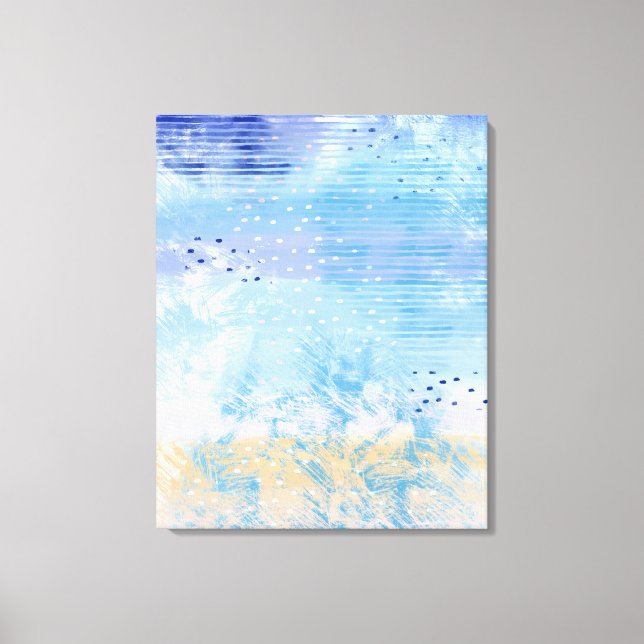 Abstract Mixed Media Blue Turquoise Yellow Canvas Print (Front)