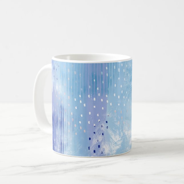 Abstract Mixed Media Blue Turquoise Yellow Coffee Mug (Front Left)