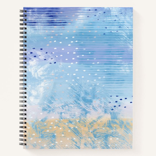 Abstract Mixed Media Blue Turquoise Yellow Notebook (Front)