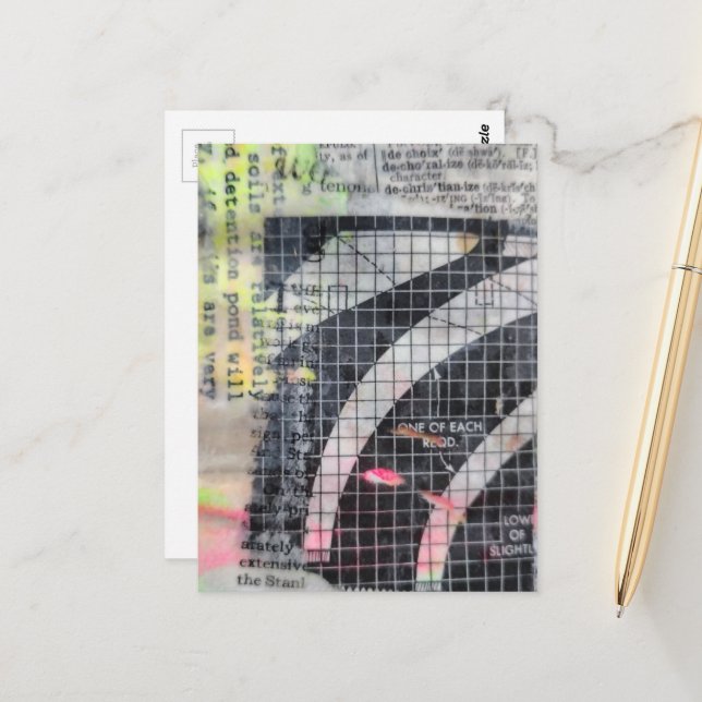 Abstract mixed media collage  postcard (Front/Back In Situ)