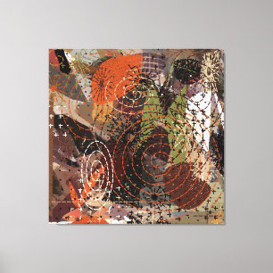 Abstract Mixed Media Earthy Autumnal Colours Canvas Print