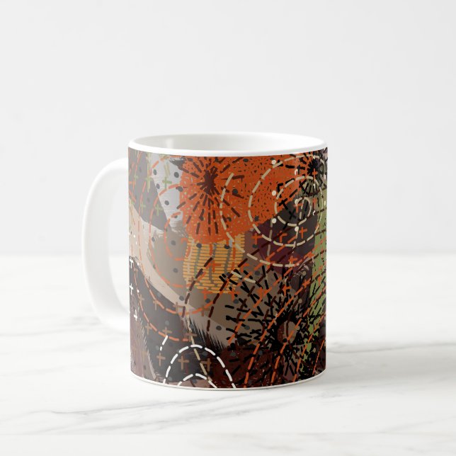 Abstract Mixed Media Earthy Colours Coffee Mug (Front Left)