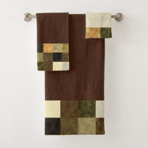 Abstract Mocha Embellished Bathroom Towel Set
