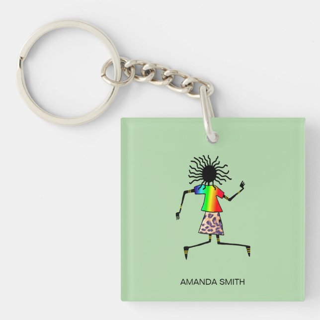 Abstract, modern African Art Elegant Dancer Keychain (Front)