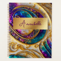 Abstract Modern Alcohol Ink Purple & Gold
