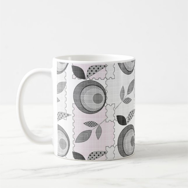 Abstract modern apple fruit patchwork geometrical coffee mug (Left)