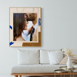 Abstract Modern Art Beige Blue Custom Photo Poster<br><div class="desc">Frame your beautiful photo with this modern abstract wall art in blue and beige and customize it with your special date.</div>