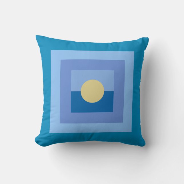Abstract Modern Art Blue Squares Yellow Circle Throw Pillow (Front)
