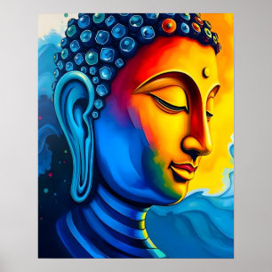 Abstract Modern Art Buddha Portrait Painting Poster