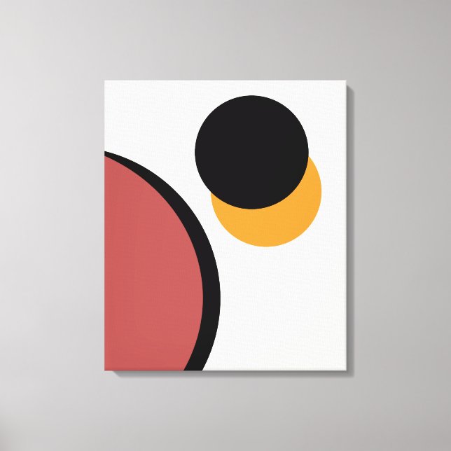 Abstract Modern Art Circles Orange Brown Black Canvas Print (Front)
