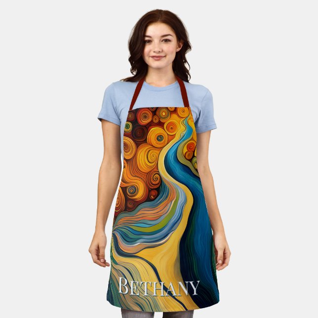 Abstract Modern Art Colour Swirls Apron (Worn)