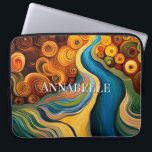 Abstract Modern Art Colour Swirls Laptop Sleeve<br><div class="desc">This modern abstract art laptop sleeve design is eye-catching and makes a true statement with its rich,  jewel colours and textures. Vivid and stunning. Add a name to personalize it. Created by Simply Farmhouse Press.</div>