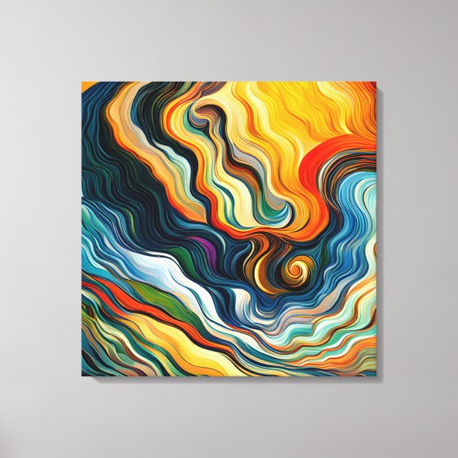 Abstract Modern Art Colour Waves Canvas Print (Front)