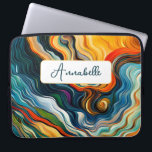 Abstract Modern Art Colour Waves Laptop Sleeve<br><div class="desc">This modern abstract laptop sleeve design is eye-catching and makes a true statement with its rich,  jewel colours and textures. Vivid and stunning. Add a name to personalize it. Created by Simply Farmhouse Press.</div>