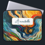 Abstract Modern Art Colour Waves Laptop Sleeve<br><div class="desc">This modern abstract laptop sleeve design is eye-catching and makes a true statement with its rich,  jewel colours and textures. Vivid and stunning. Add a name to personalize it. Created by Simply Farmhouse Press.</div>