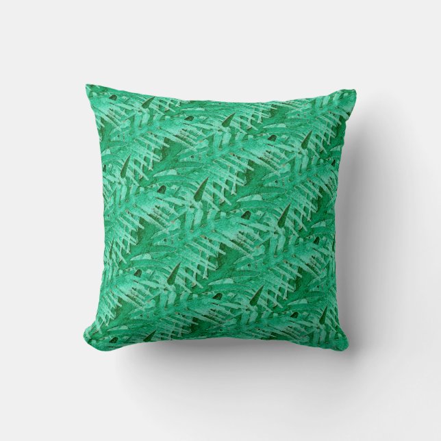 Abstract modern art evergreen foliage pillow (Front)