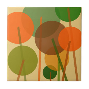 Abstract Modern Art Geometric Floral Pattern  Tile