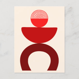 Abstract Modern Art Geometrical Shapes Red Holiday Postcard