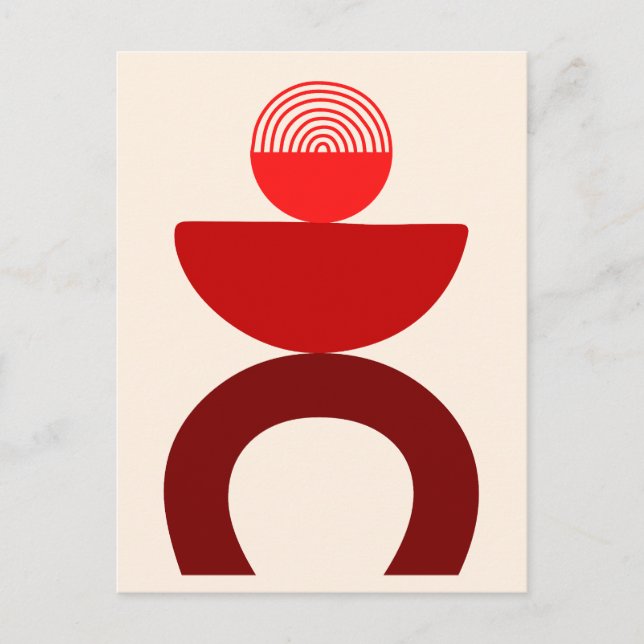 Abstract Modern Art Geometrical Shapes Red Holiday Postcard (Front)