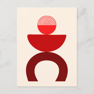 Abstract Modern Art Geometrical Shapes Red Postcard