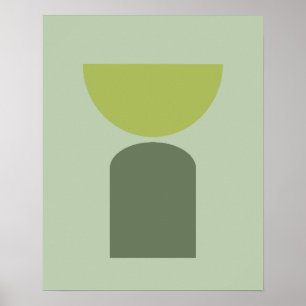 Abstract Modern Art Geometrical Shapes Sage Green Poster