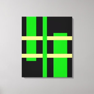 Abstract Modern Art Lines Green Yellow Black Canvas Print