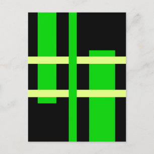 Abstract Modern Art Lines Green Yellow Black Postcard