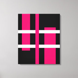 Abstract Modern Art Lines Pink White Black Canvas Print