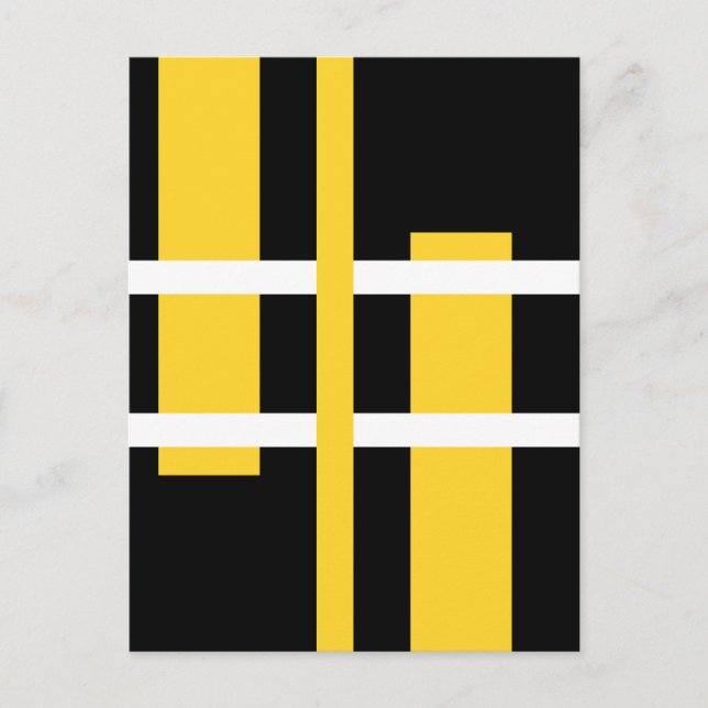 Abstract Modern Art Lines Yellow White Black Postcard (Front)