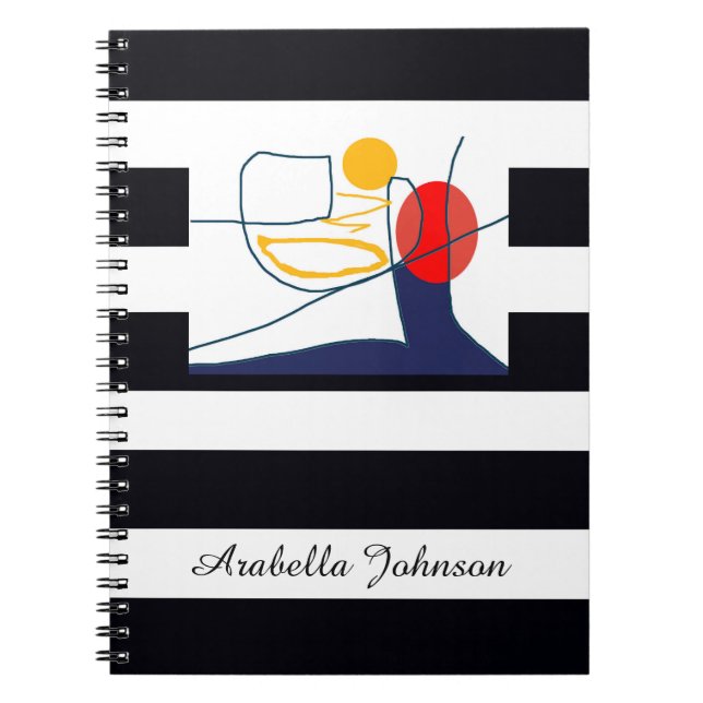 Abstract Modern Art Personalized Name Classic Chic Notebook (Front)