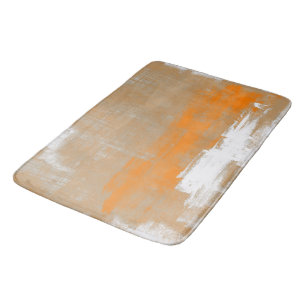Abstract modern art style orange grey white bath mat