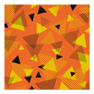 Abstract Modern Art Triangles Orange Yellow Black Poster