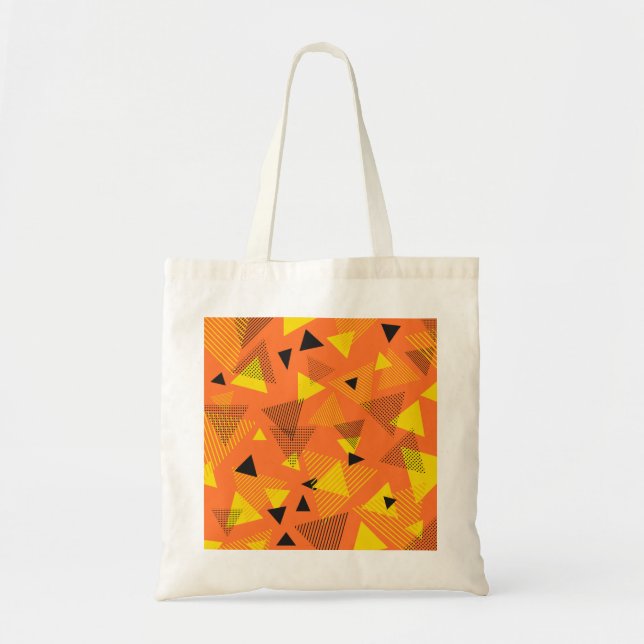 Abstract Modern Art Triangles Orange Yellow Black Tote Bag (Front)