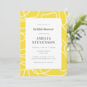 Abstract Modern Art Yellow Custom Bridal Shower Invitation