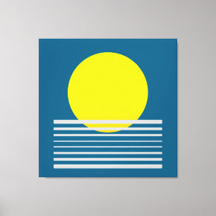 Abstract Modern Art Yellow Sun and Sea Landscape Canvas Print