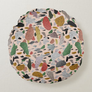 Abstract Modern Artistic Terrazzo Style Pattern Round Pillow