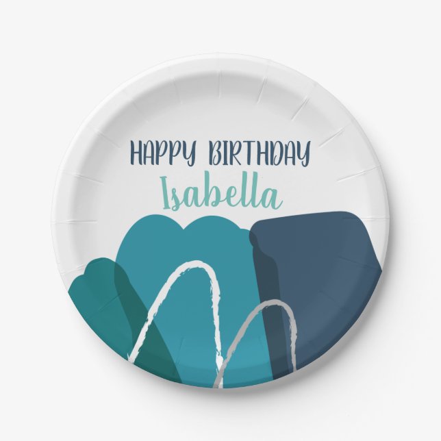 Abstract Modern Birthday Paper Plate (Front)
